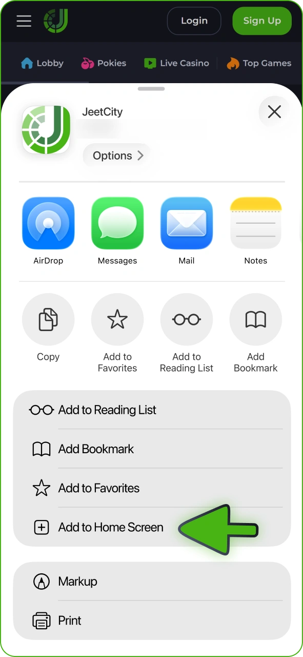 Add JeetCity app on your iOS home screen.