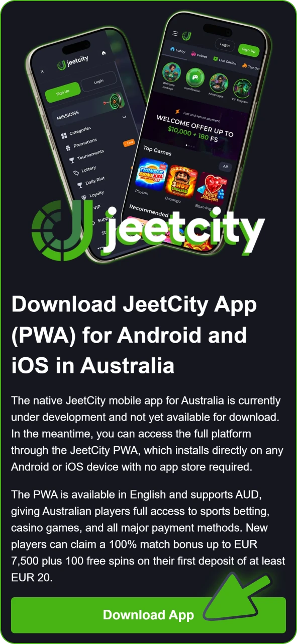 Click this button to get JeetCity iOS PWA app.