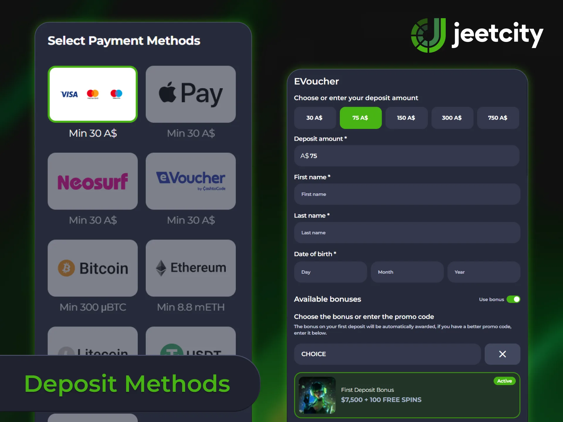 Explore convenient deposit methods to fund your JeetCity account for Aviator.