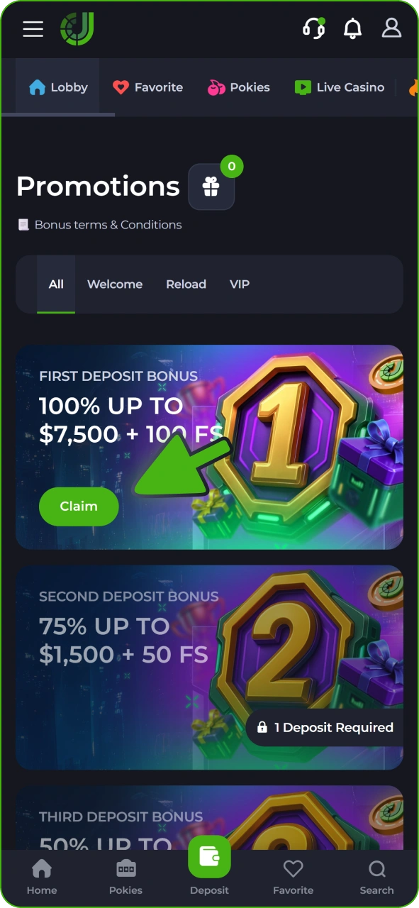 Find welcome bonus at JeetCity bonus page.