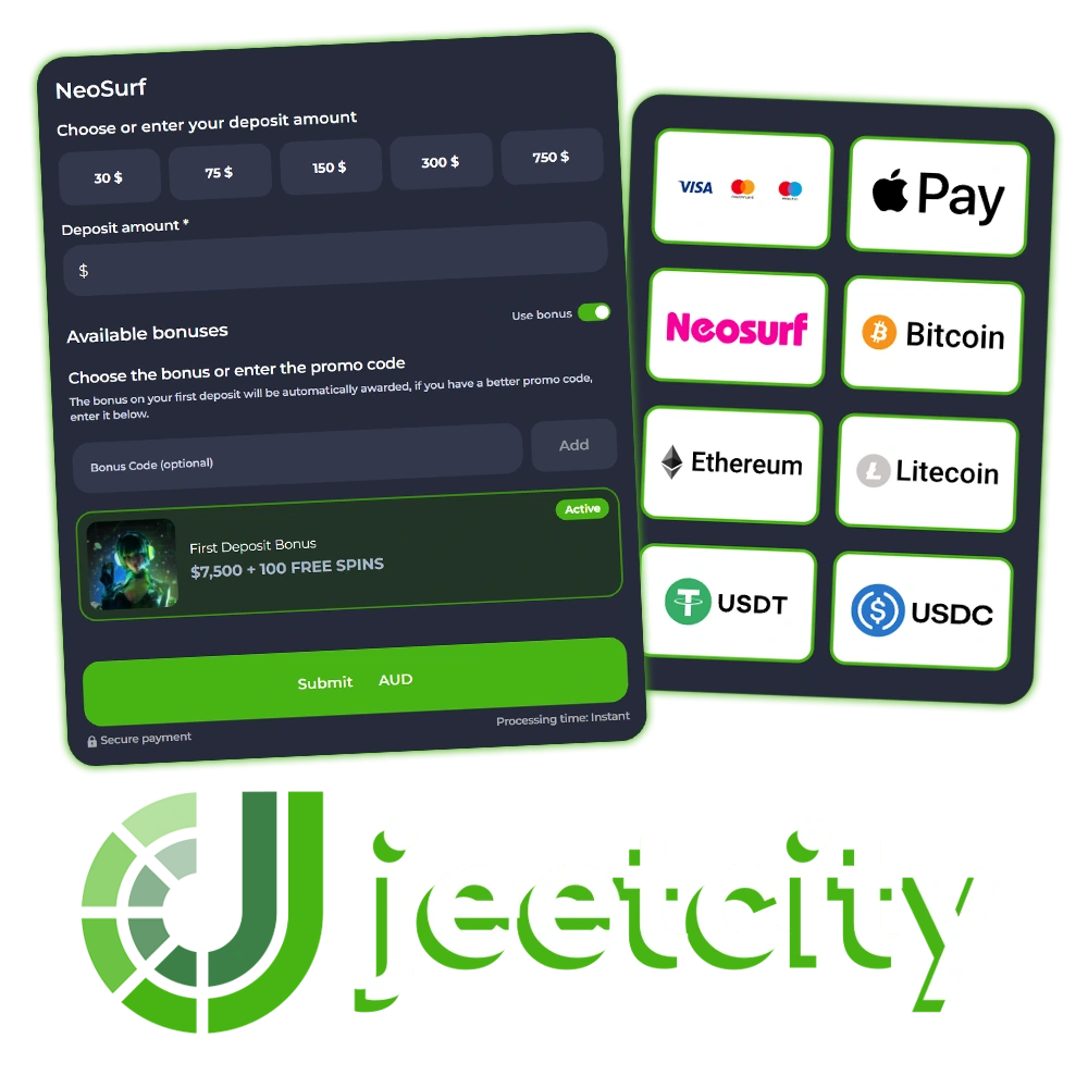 Choose convenient JeetCity deposit methods to fund your account quickly.