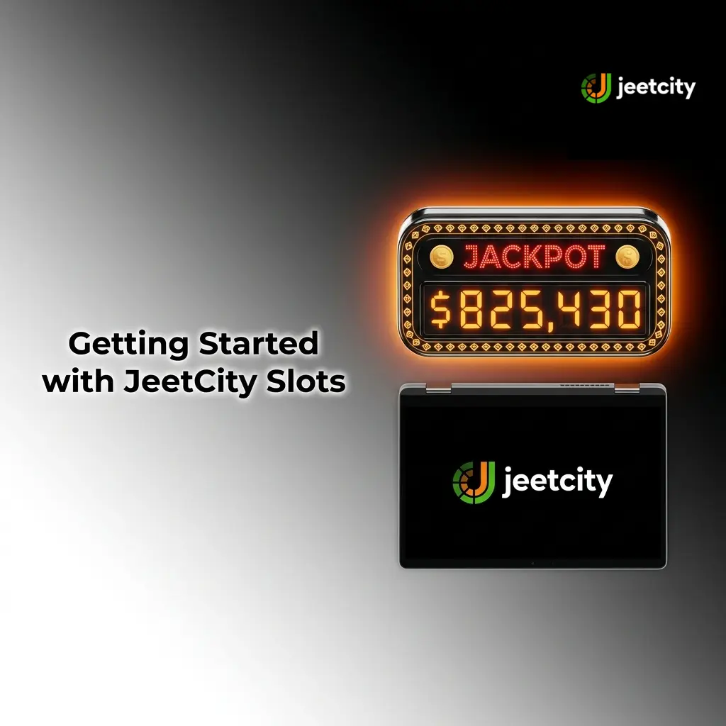 JeetCity slots lobby guide showing five steps to log in, find a game, and start spinning with deposit options