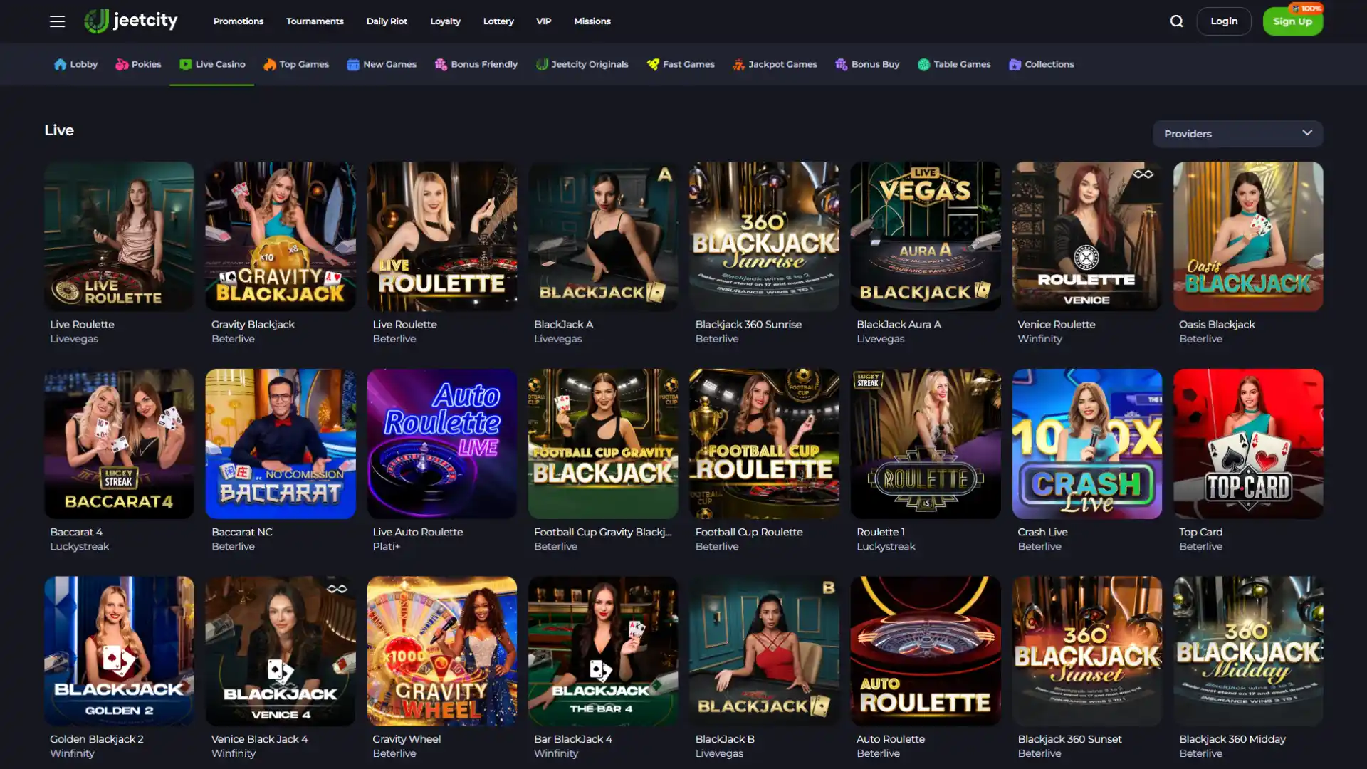 Play against real players at JeetCity live casino.