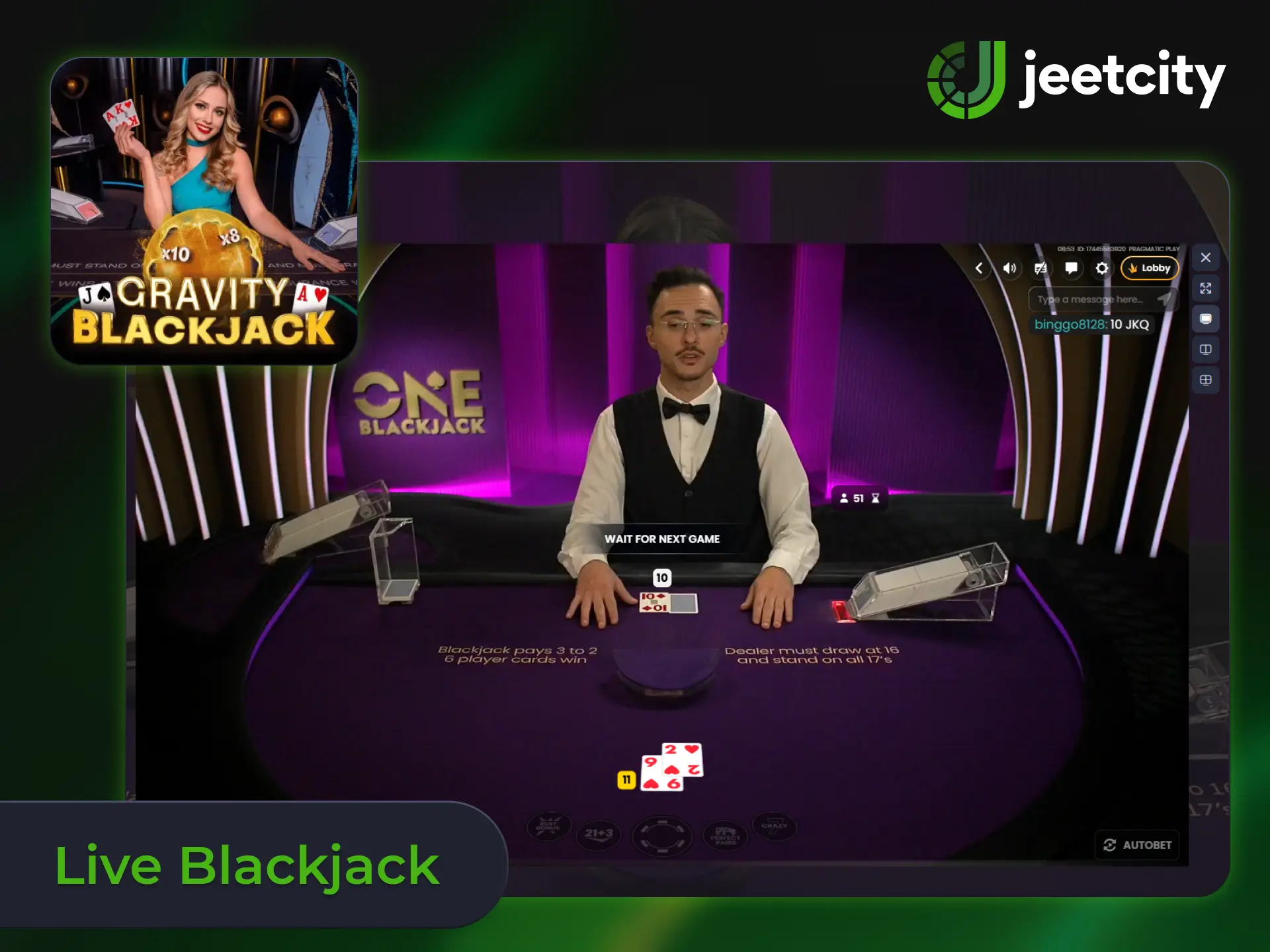 Take a seat at JeetCity live blackjack tables.