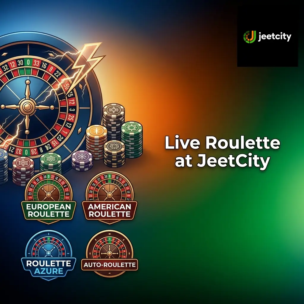Live roulette table at JeetCity casino featuring European and Lightning Roulette options with AUD stakes and up to 500x multipliers