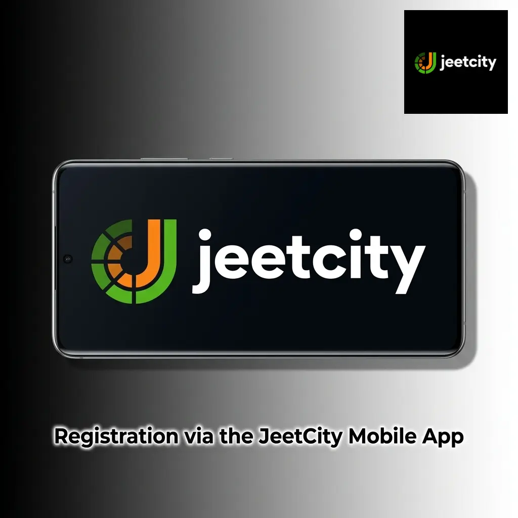 JeetCity mobile app registration screen on Android and iOS showing sign-up flow with email and social login options