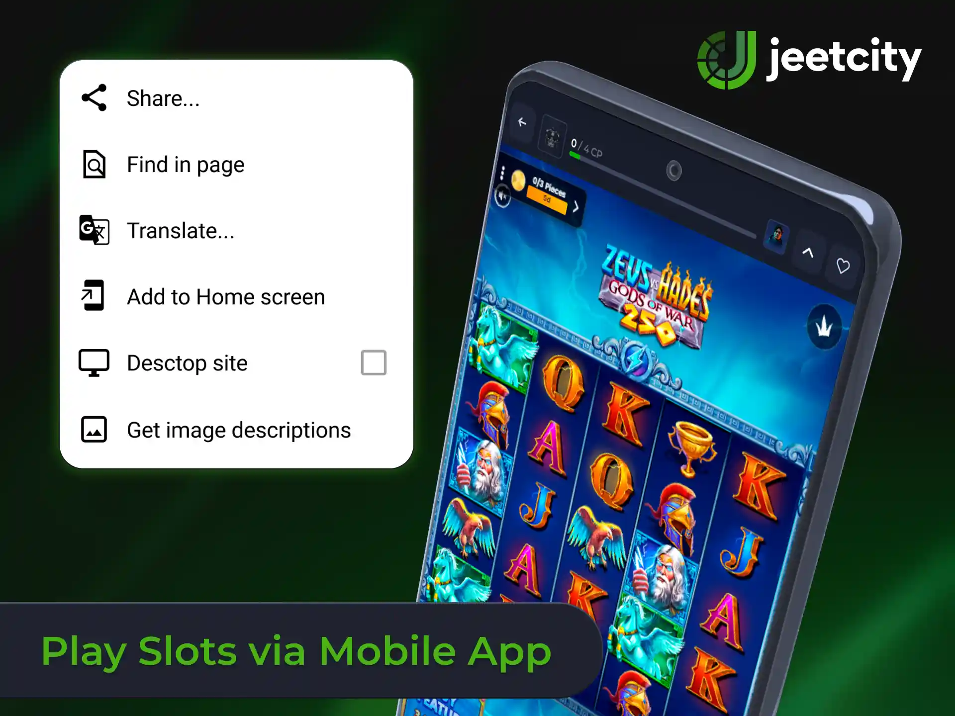 Download the JeetCity app to play your favorite slot games anywhere.