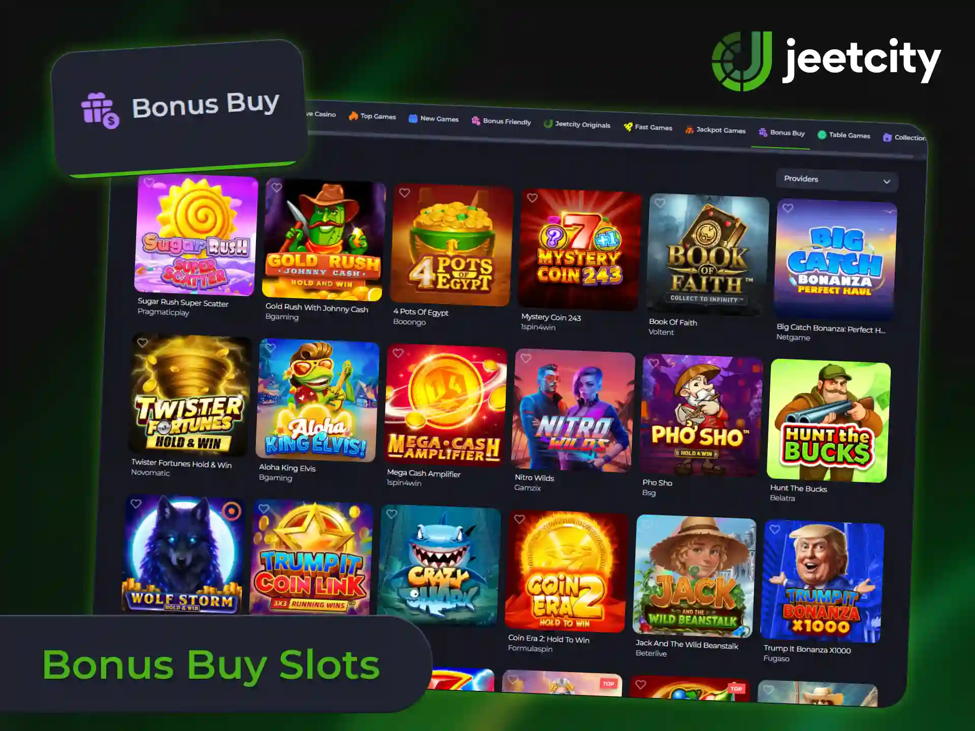 Skip straight to lucrative bonus features in bonus buy slot games at JeetCity.