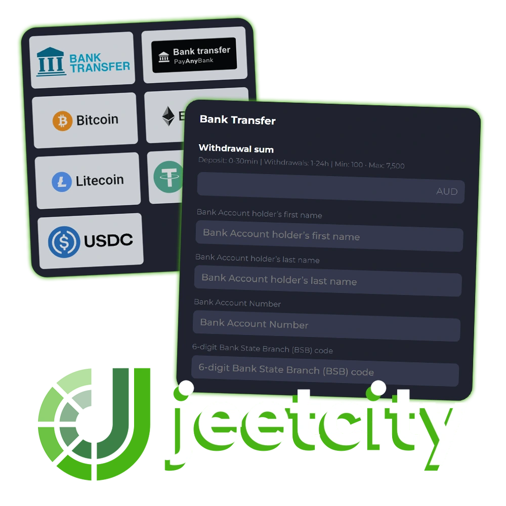 Check JeetCity withdrawal methods, payout times, and limits in Australia.